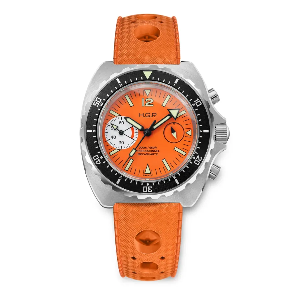 H.G.P. Diver 200M cronografo arancione lunetta nera