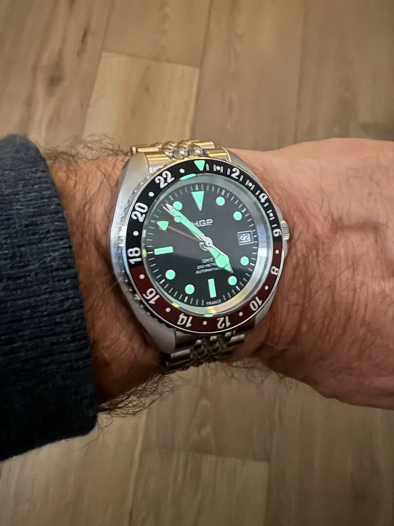 H.G.P. Diver 200M GMT Automatic orologio Coke gomma nera
