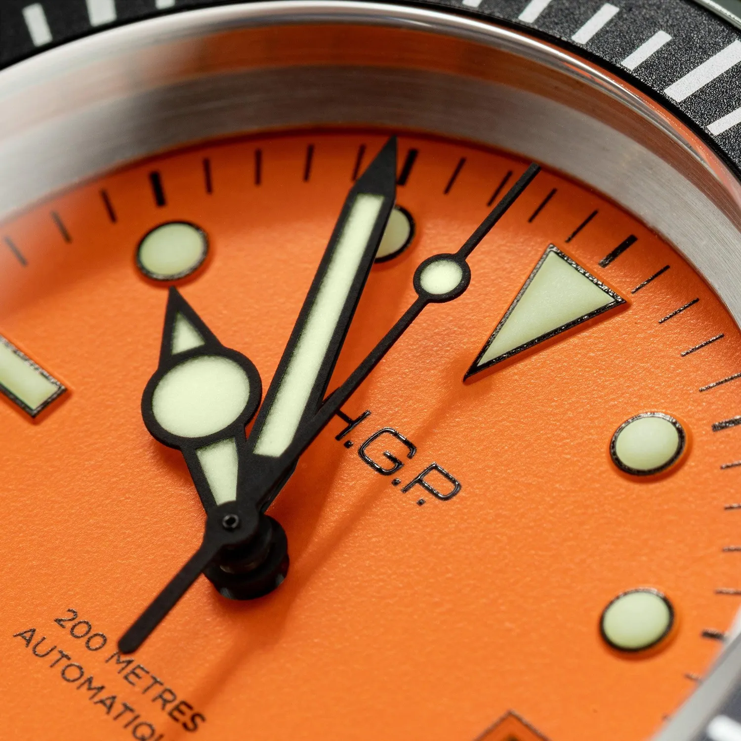H.G.P. Diver 200M Automatic arancione orologio subacqueo gomma nera