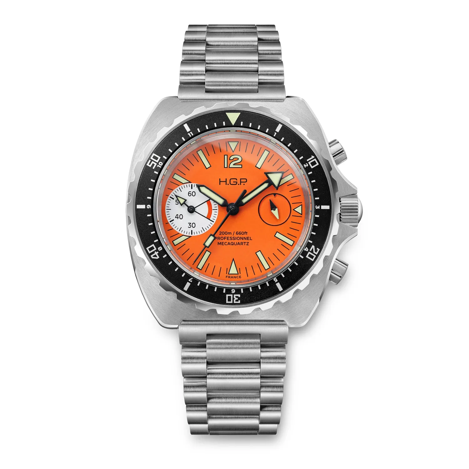 H.G.P. Diver 200M cronografo arancione lunetta nera