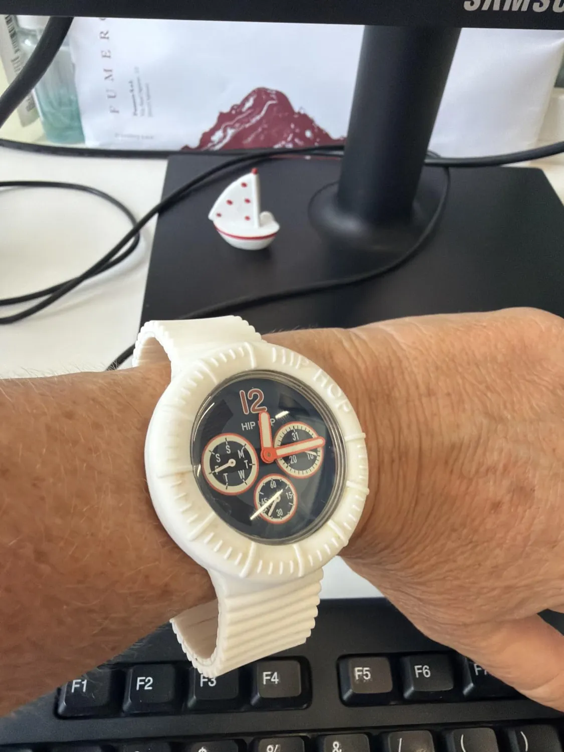 Hip Hop Straps Master orologio uomo multifunzione bianco