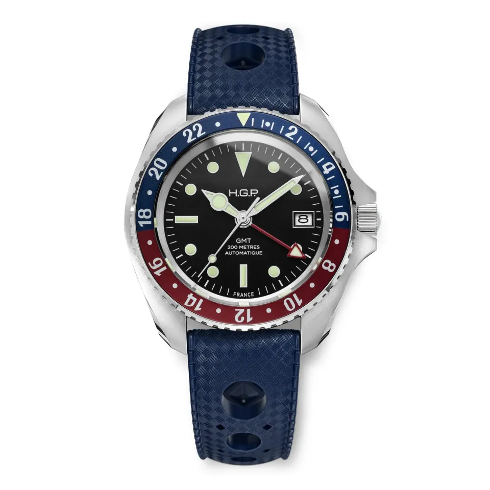 H.G.P. Diver 200M GMT Automatic Pepsi orologio gomma blu
