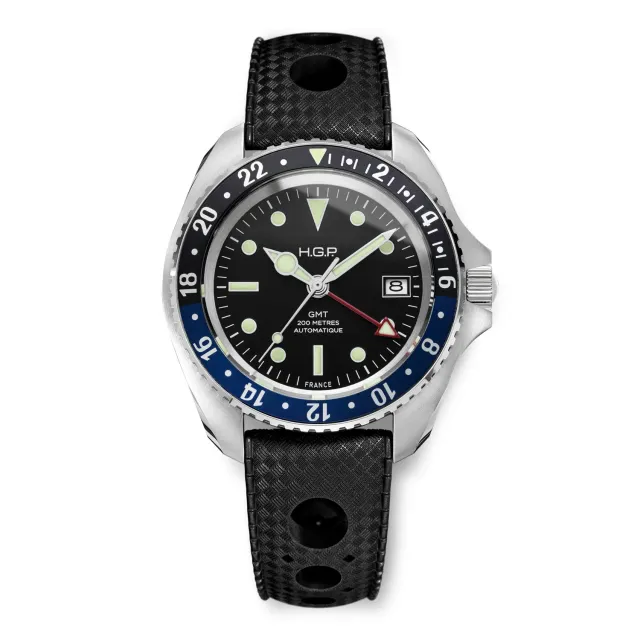 H.G.P. Diver 200M GMT Automatic orologio Batman gomma nera