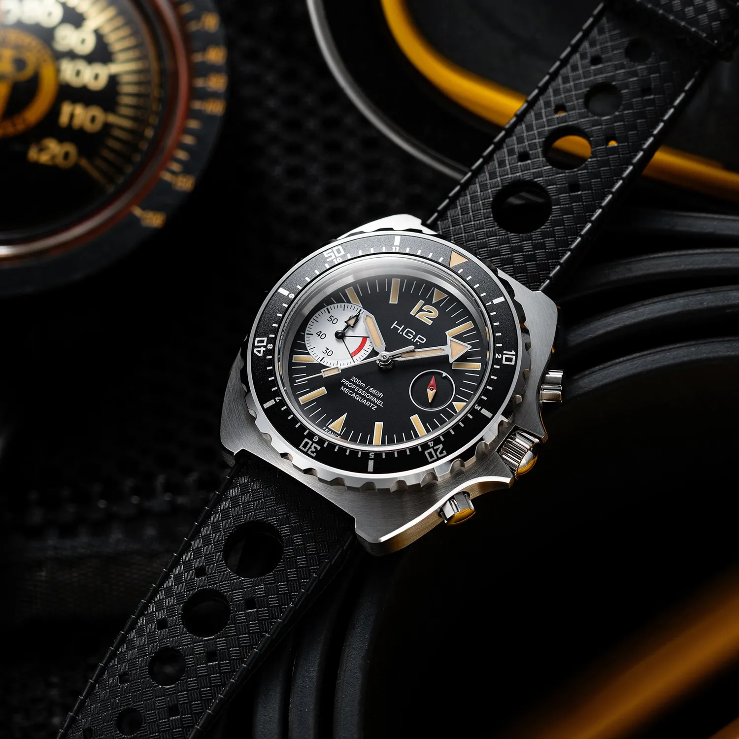 H.G.P. Diver 200M Vintage Black & White orologio cronografo