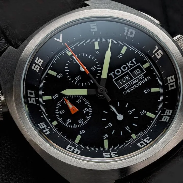 Tockr Chronograph AD1SS01.LS orologio nero pelle 45mm