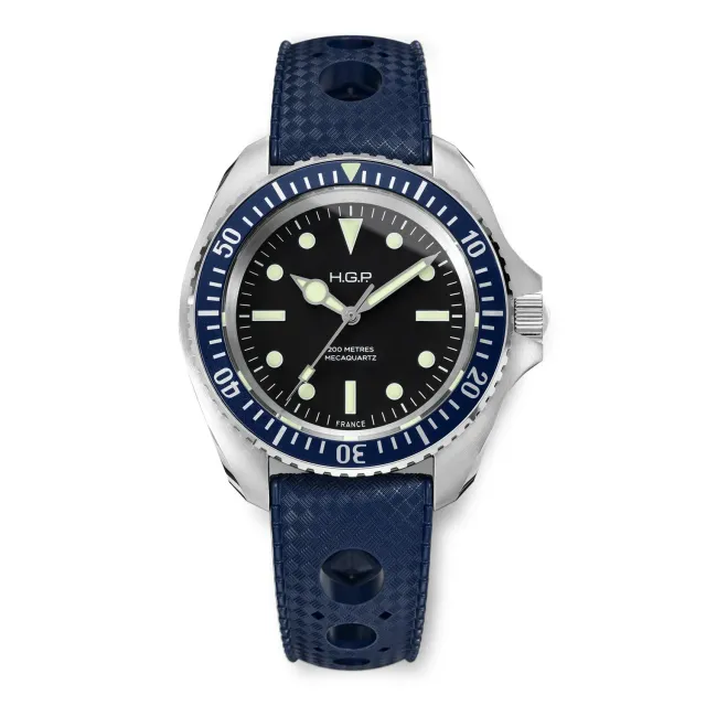 H.G.P. Diver 200M Mecaquartz orologio subacqueo lunetta blu 200m