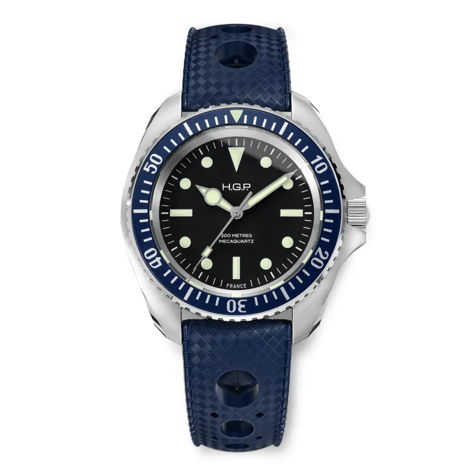 H.G.P. Diver 200M Mecaquartz orologio subacqueo lunetta blu 200m