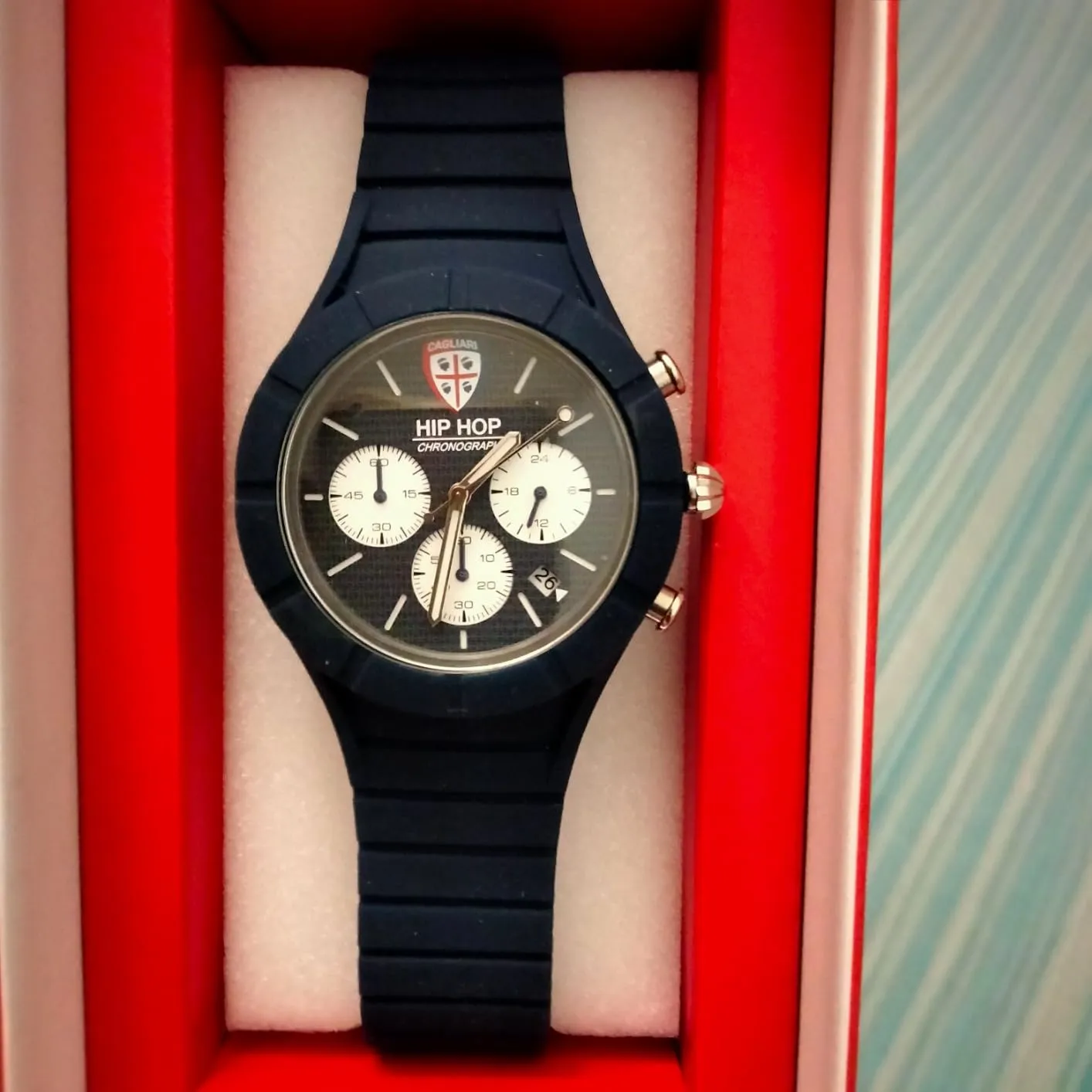 Hip Hop Master Cagliari orologio uomo crono silicone blu
