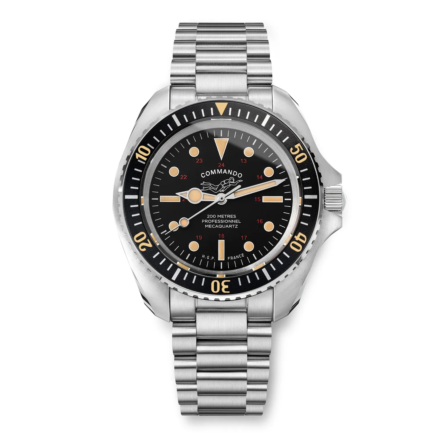 H.G.P. Diver 200M Mecaquartz Commando orologio subacqueo nero