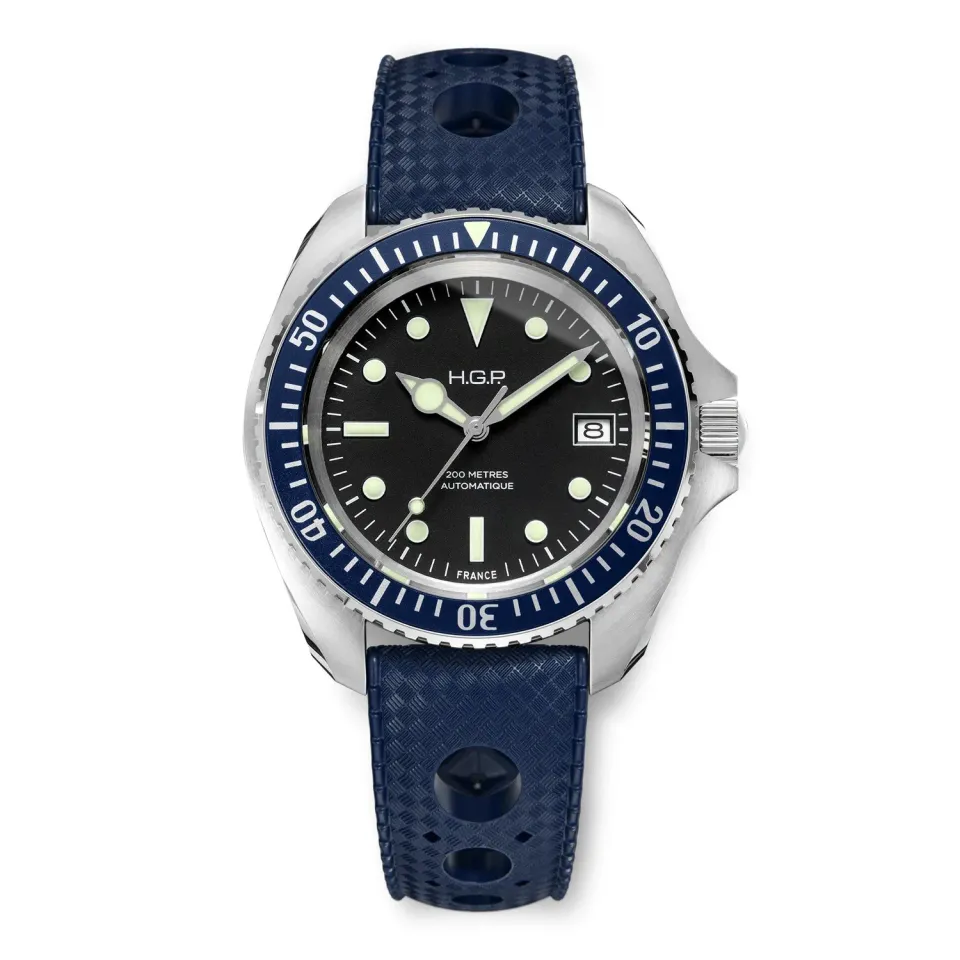 H.G.P. Diver 200M Automatic blu orologio subacqueo gomma blu