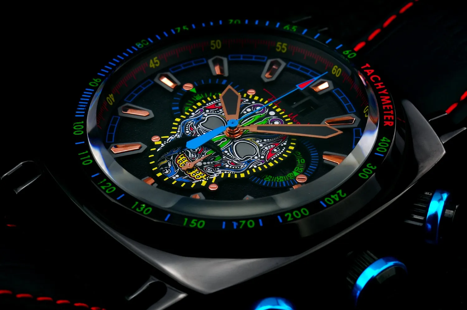 Ritmo Mundo Racer 2221/17 Orologio Cronografo Nero Teschio