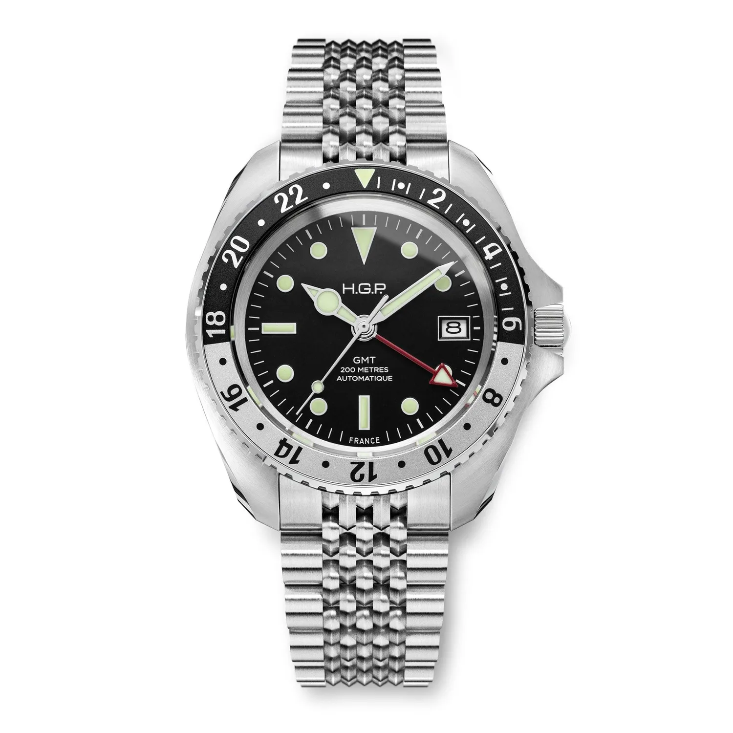 H.G.P. Diver 200M GMT Automatic orologio nero-verde gomma