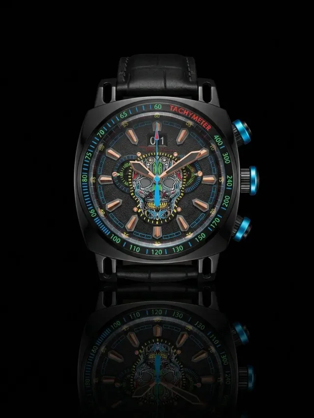 Ritmo Mundo Racer 2221/17 Orologio Cronografo Nero Teschio