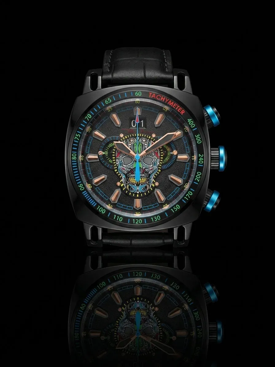 Ritmo Mundo Racer 2221/17 Orologio Cronografo Nero Teschio