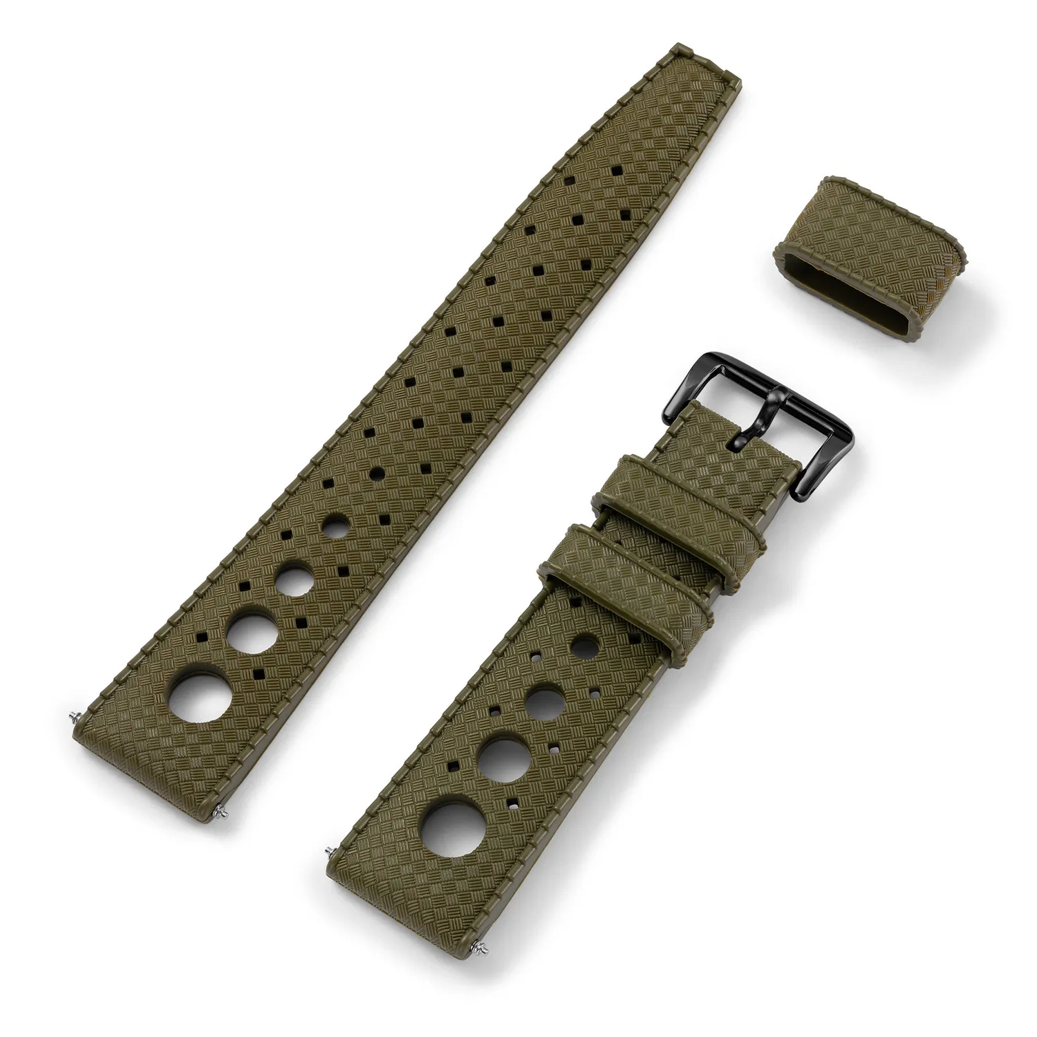 H.G.P. Rally Tropic cinturino gomma verde militare 20mm
