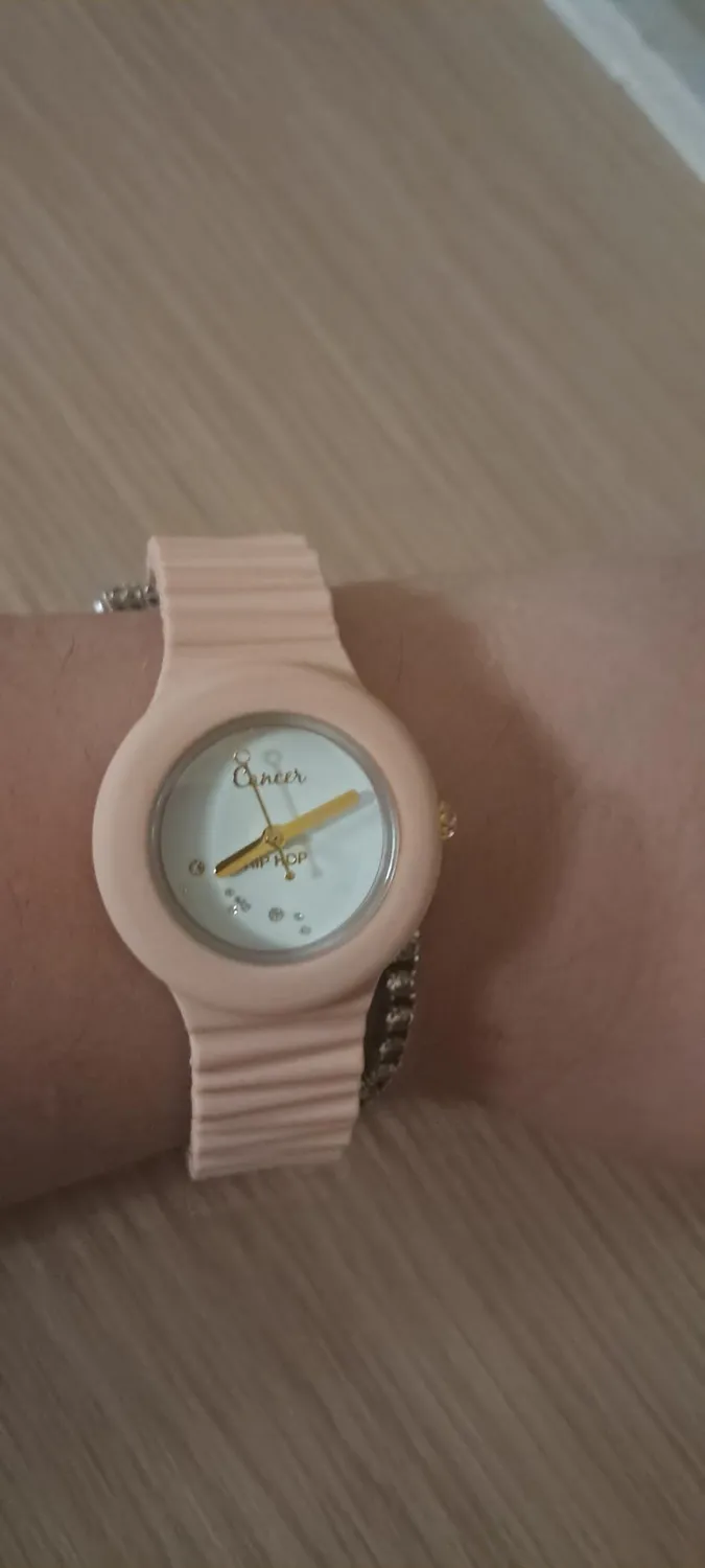 Hip Hop Starlights Bilancia orologio donna rosa polvere cristalli