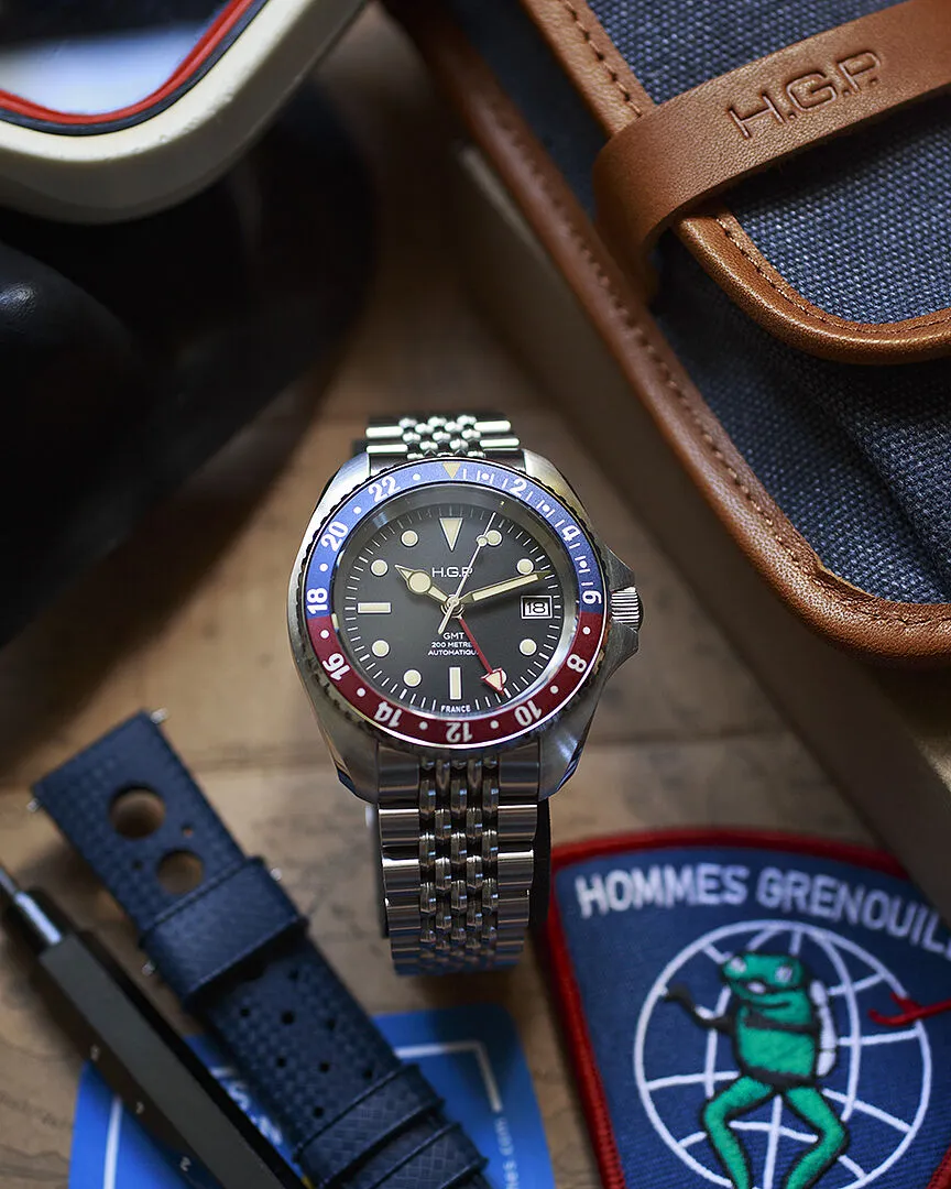 H.G.P. Diver 200M GMT Automatic orologio Coke gomma nera