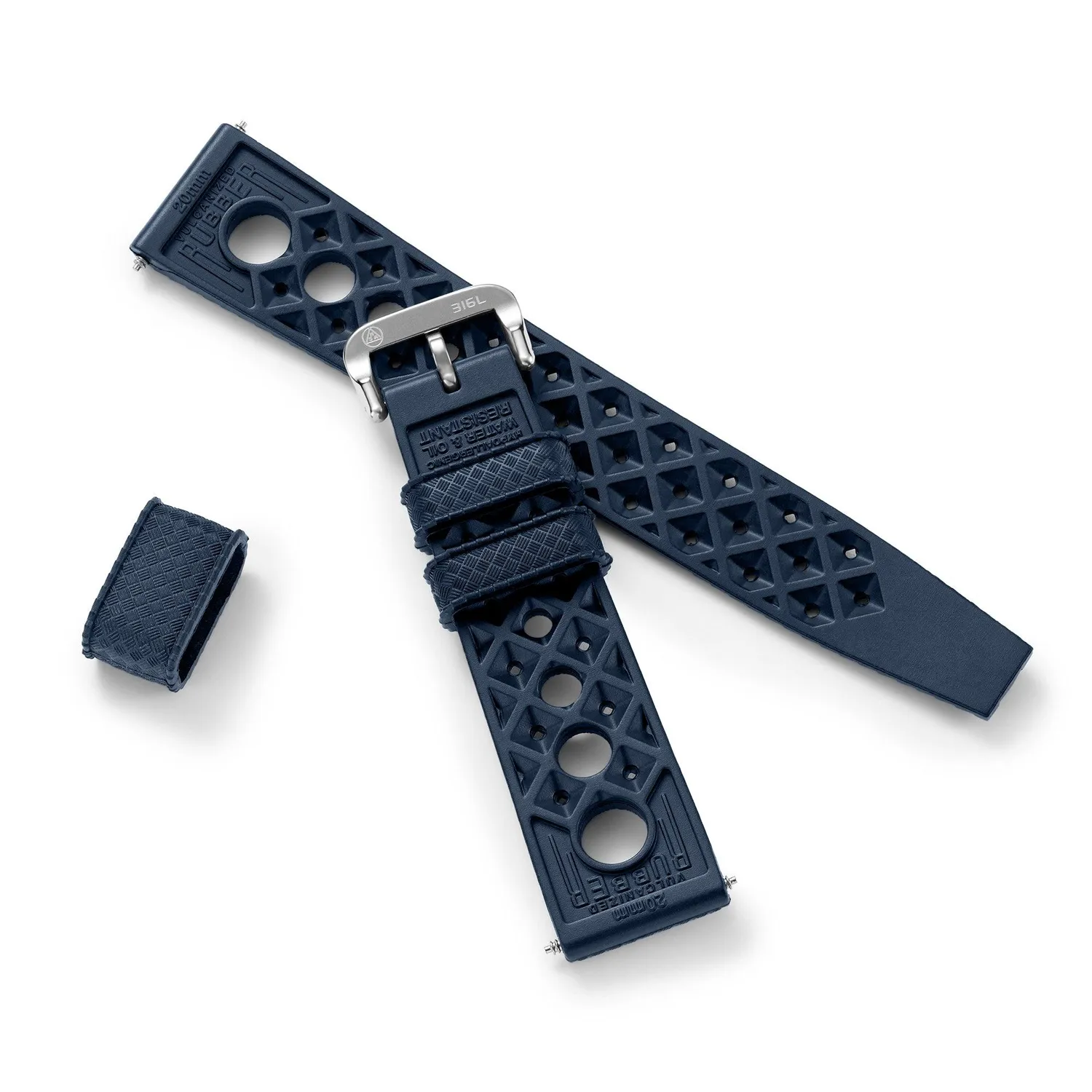 H.G.P. Rally Tropic cinturino gomma blu 20 mm acciaio