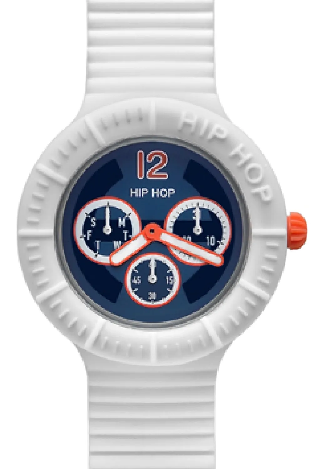 Hip Hop Straps Master orologio uomo multifunzione bianco