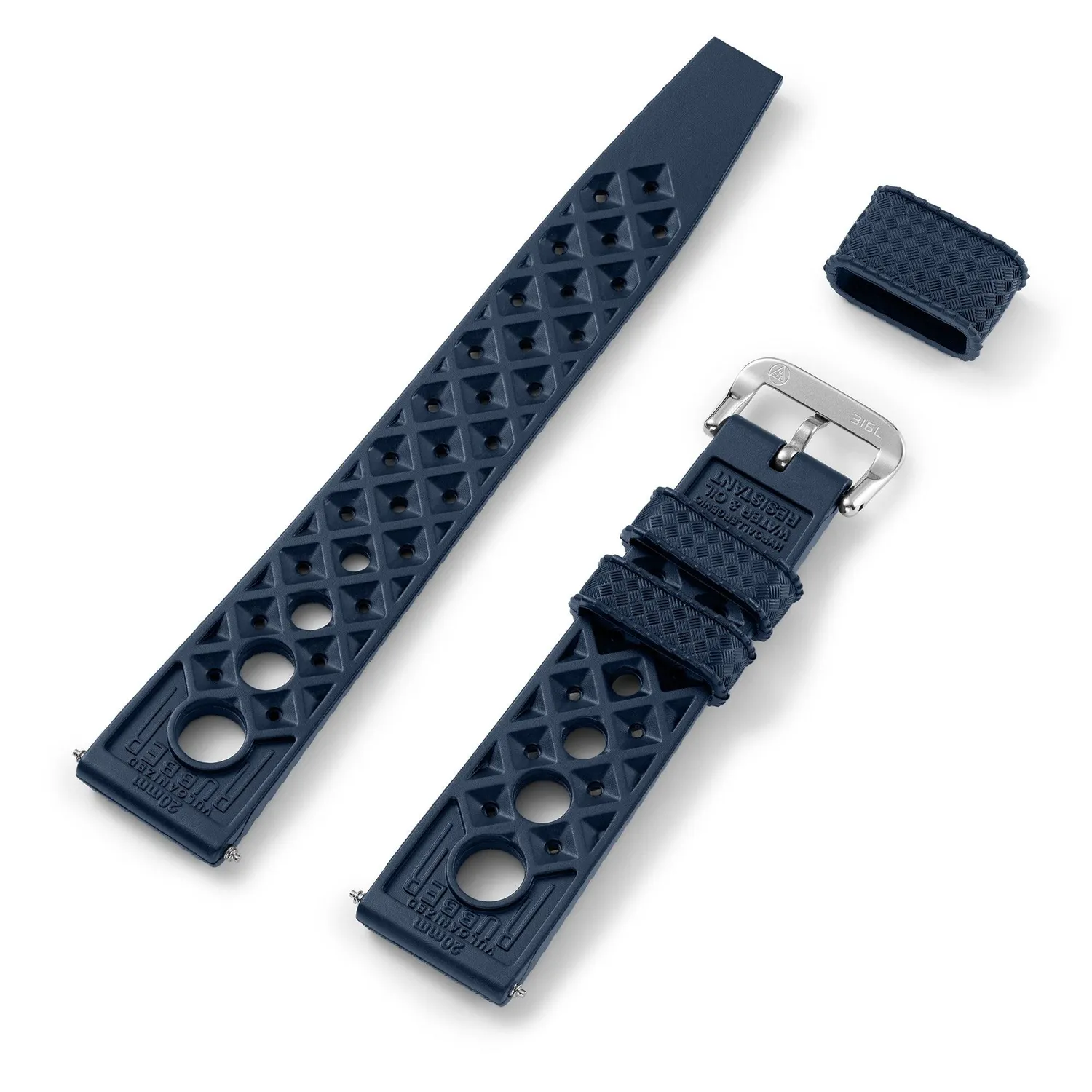 H.G.P. Rally Tropic cinturino gomma blu 20 mm acciaio