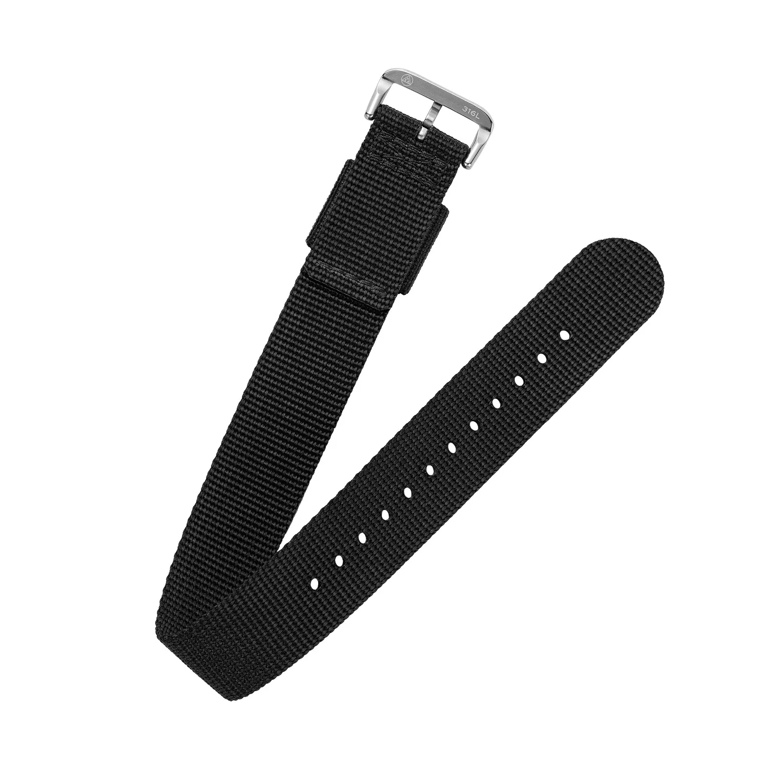 H.G.P. cinturino nylon nero 20 mm fibbia acciaio