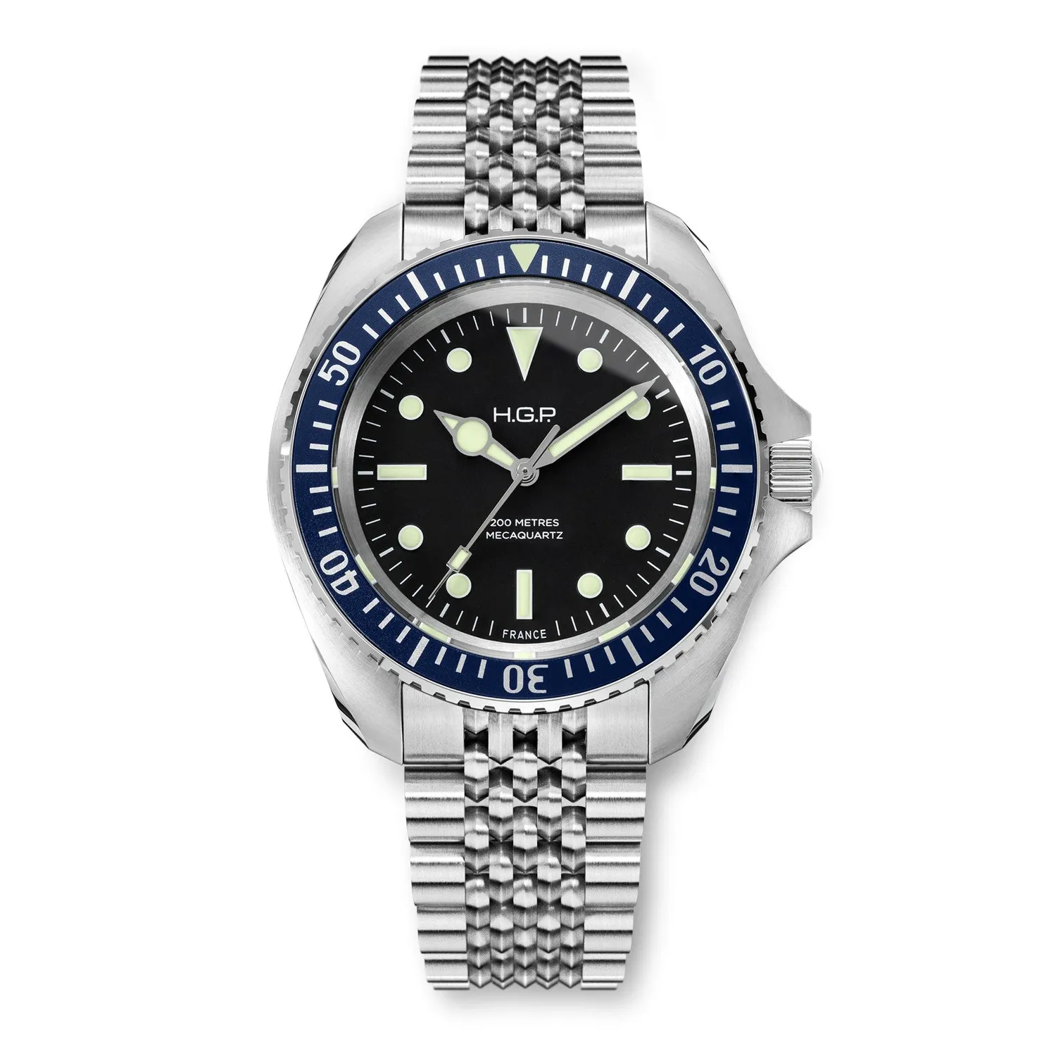 H.G.P. Diver 200M Mecaquartz orologio subacqueo lunetta blu 200m