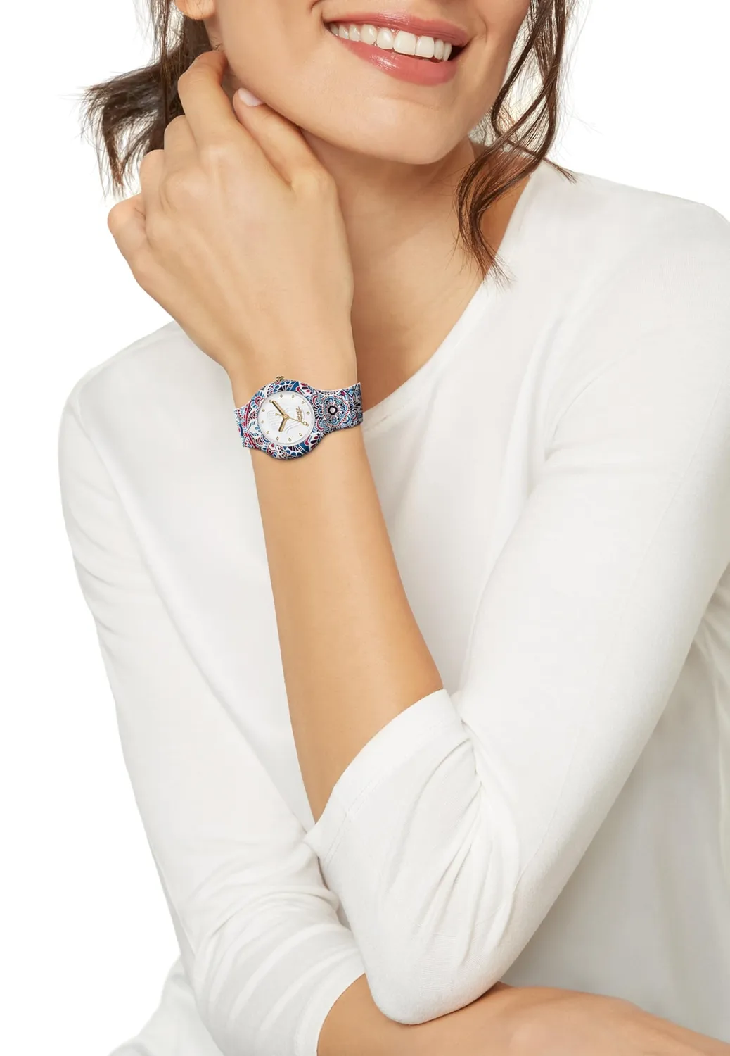 Hip Hop Mandala HWU1040 orologio donna blu-rosso silicone