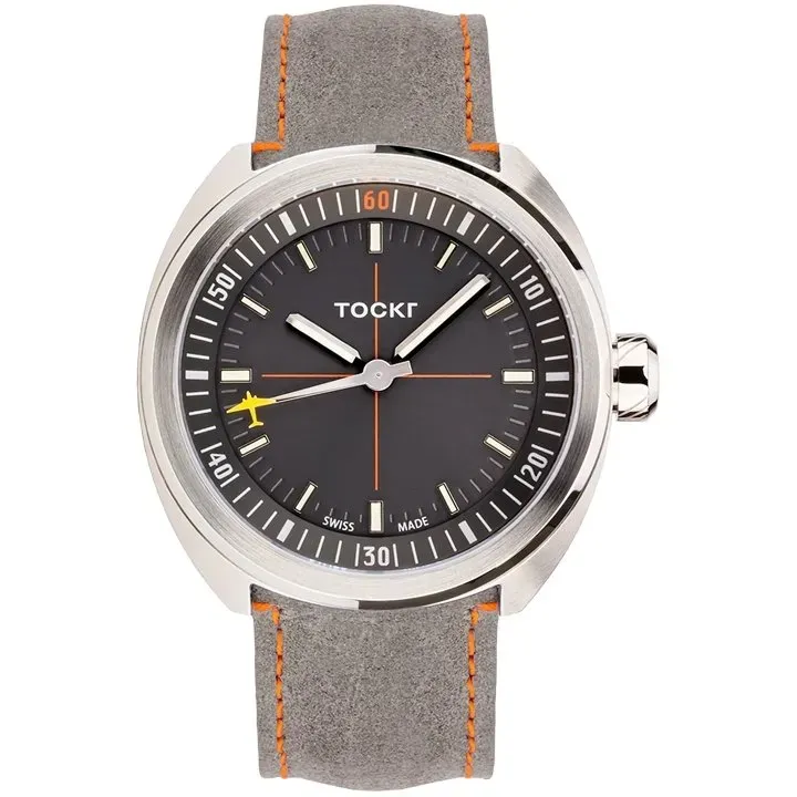 Tockr SkyTrain 47C2SS orologio automatico grigio 42mm pelle