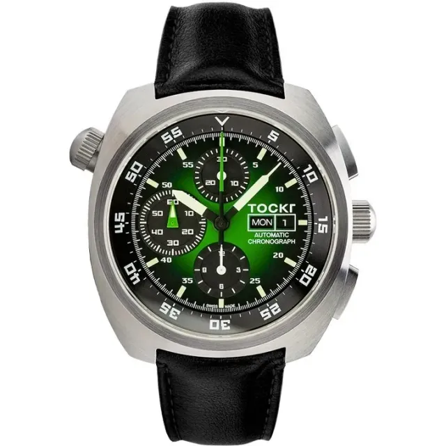 Tockr Chronograph Hulk orologio verde pelle 45mm