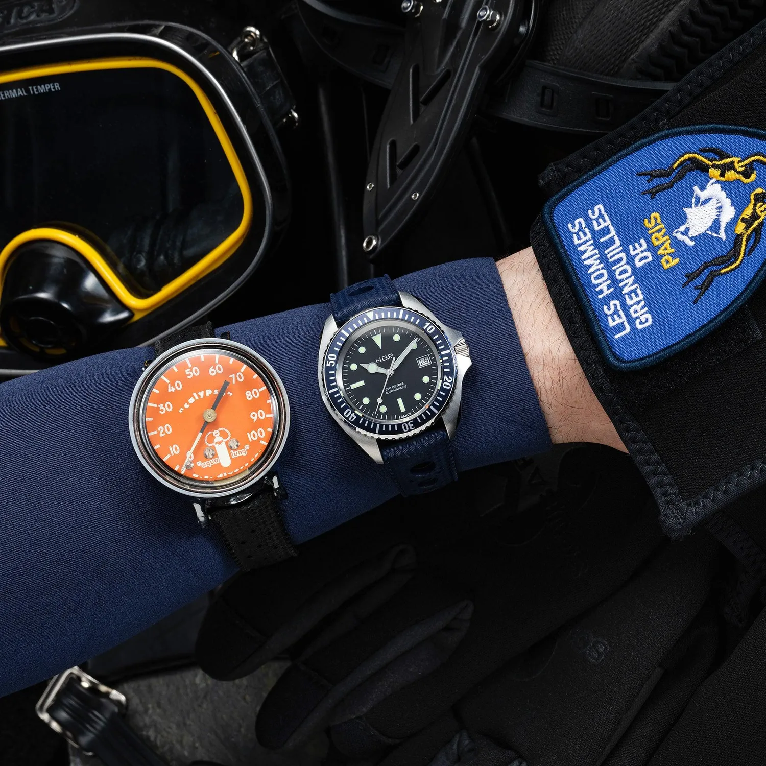 H.G.P. Diver 200M Automatic blu orologio subacqueo gomma blu