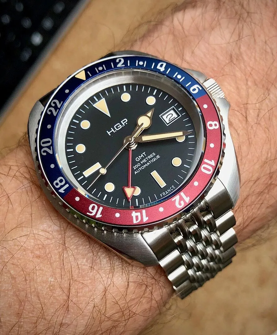 H.G.P. Diver 200M GMT Automatic orologio Coke gomma nera