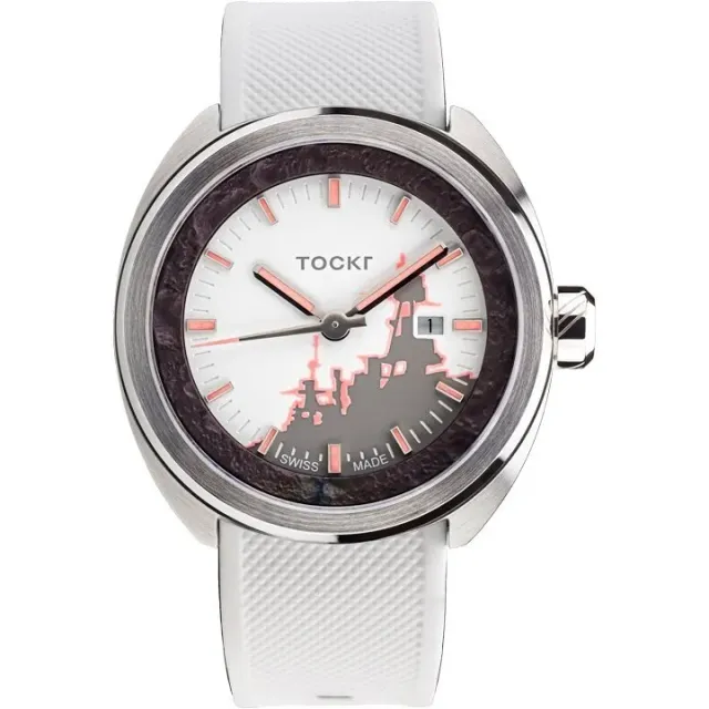 Tockr USS Texas orologio quarzo bianco 42mm gomma