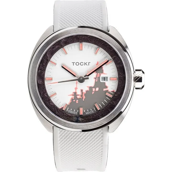 Tockr USS Texas orologio quarzo bianco 42mm gomma