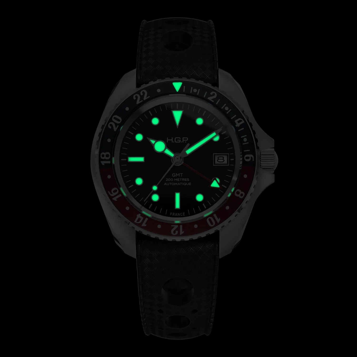 H.G.P. Diver 200M GMT Automatic orologio Coke gomma nera