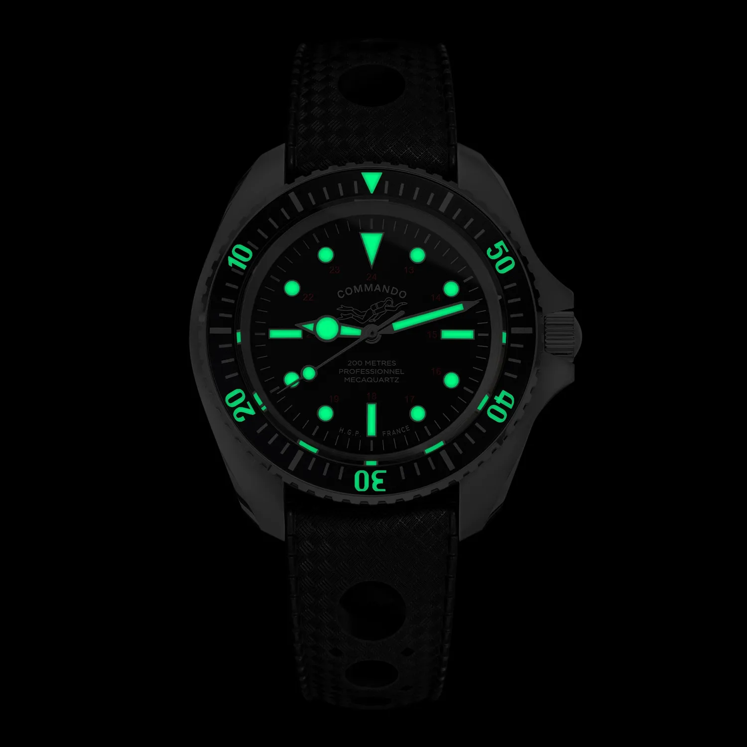 H.G.P. Diver 200M Mecaquartz Commando orologio subacqueo nero