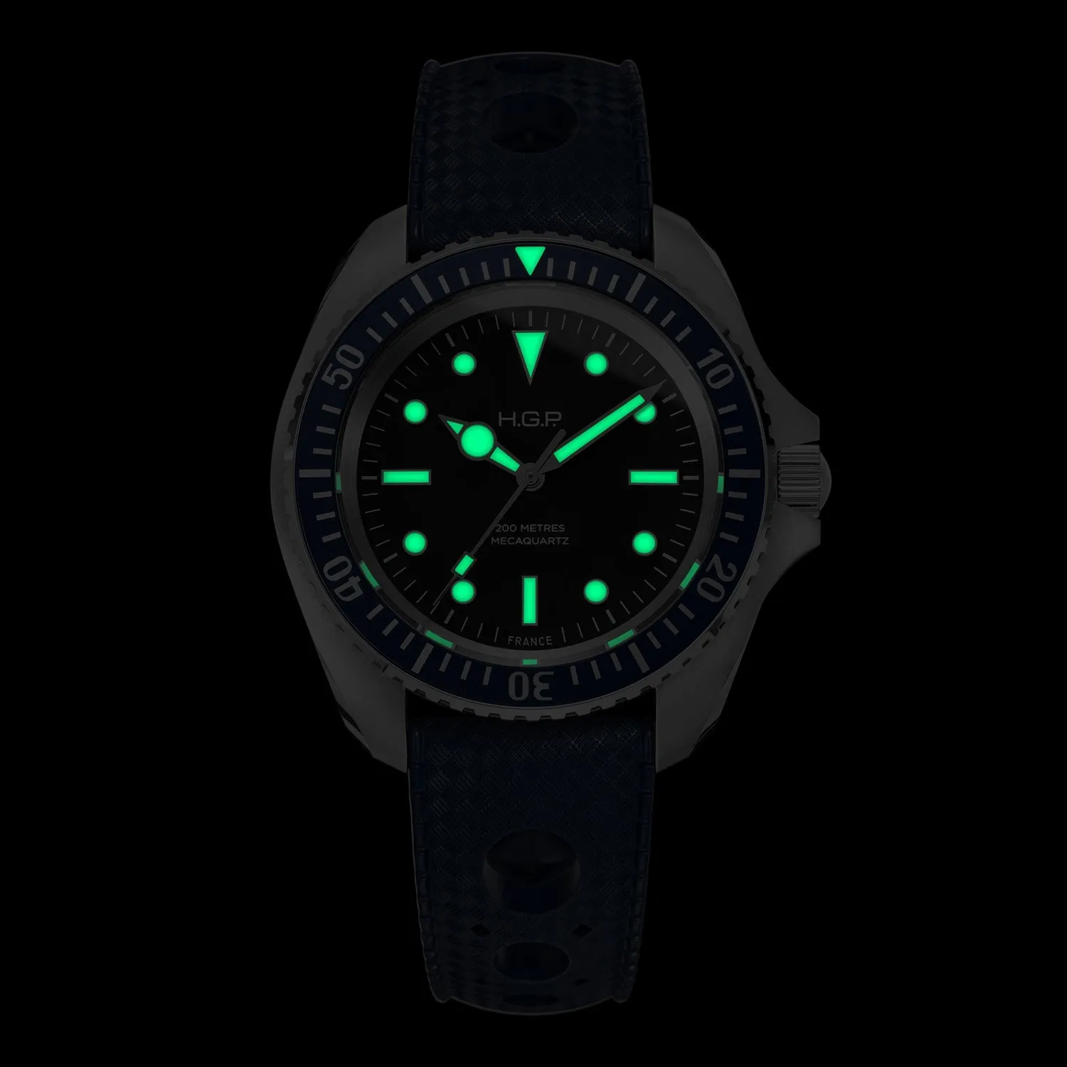 H.G.P. Diver 200M Mecaquartz orologio subacqueo lunetta blu 200m