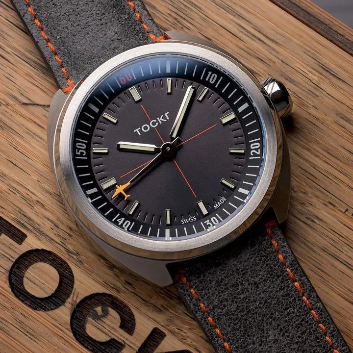 Tockr SkyTrain 47C2SS orologio automatico grigio 42mm pelle