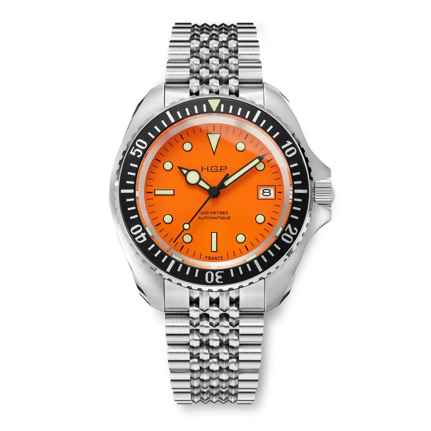 H.G.P. Diver 200M Automatic arancione orologio subacqueo gomma nera