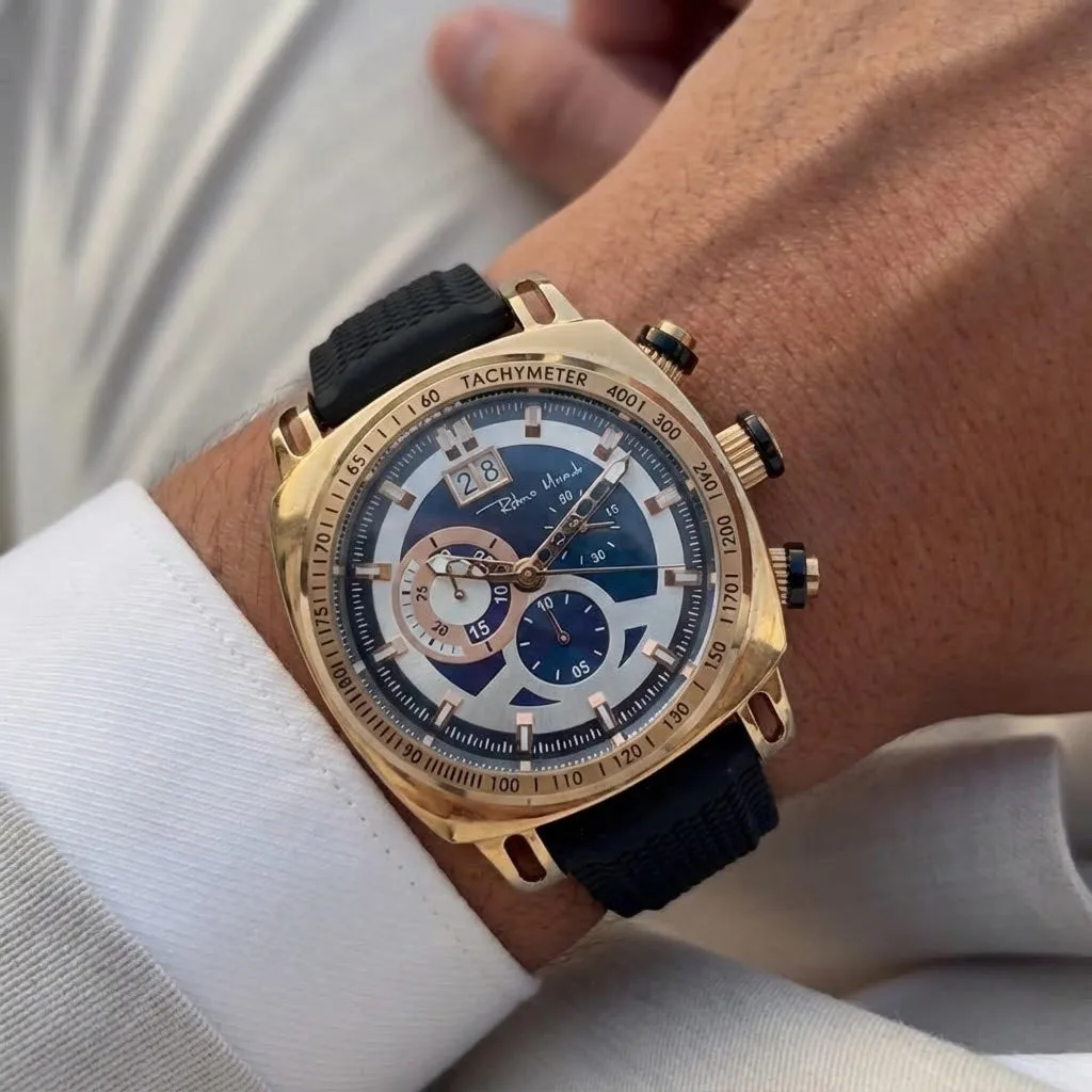 Ritmo Mundo Racer Art Deco orologio oro rosa 44mm nero