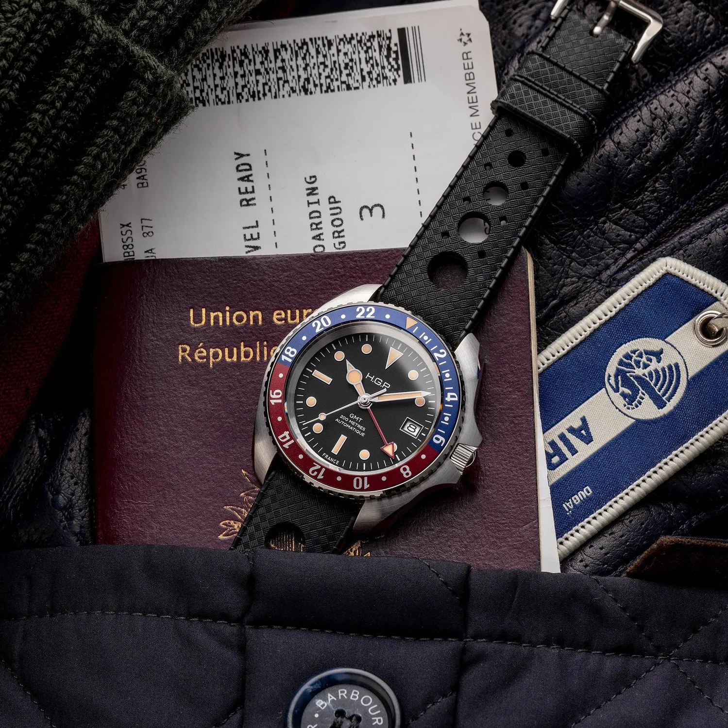 H.G.P. Diver 200M GMT Automatic orologio Pepsi gomma nera