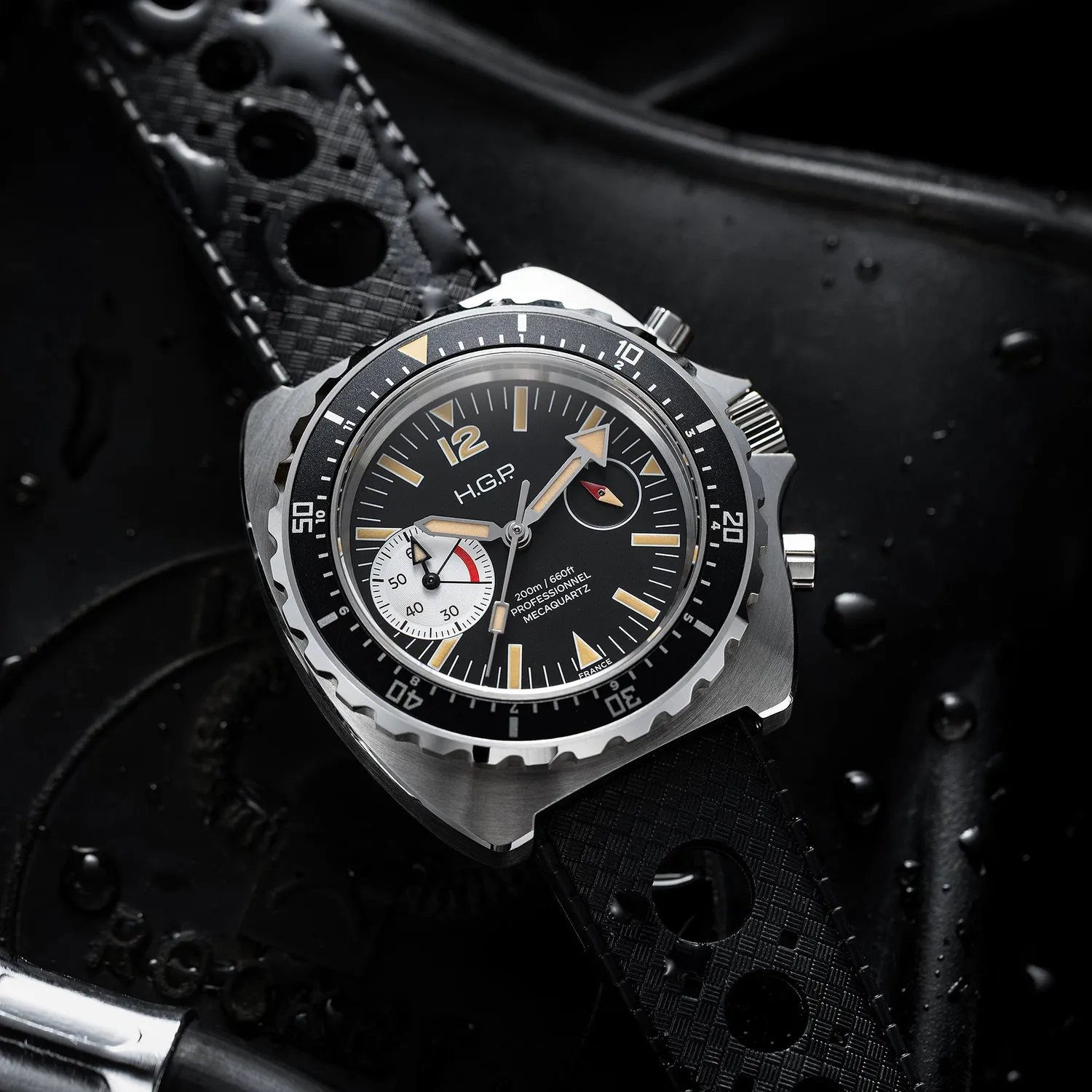 H.G.P. Diver 200M Vintage Black & White orologio cronografo