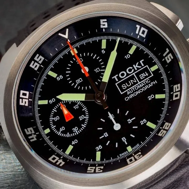 Tockr Chronograph AD1SS01.LS orologio nero pelle 45mm