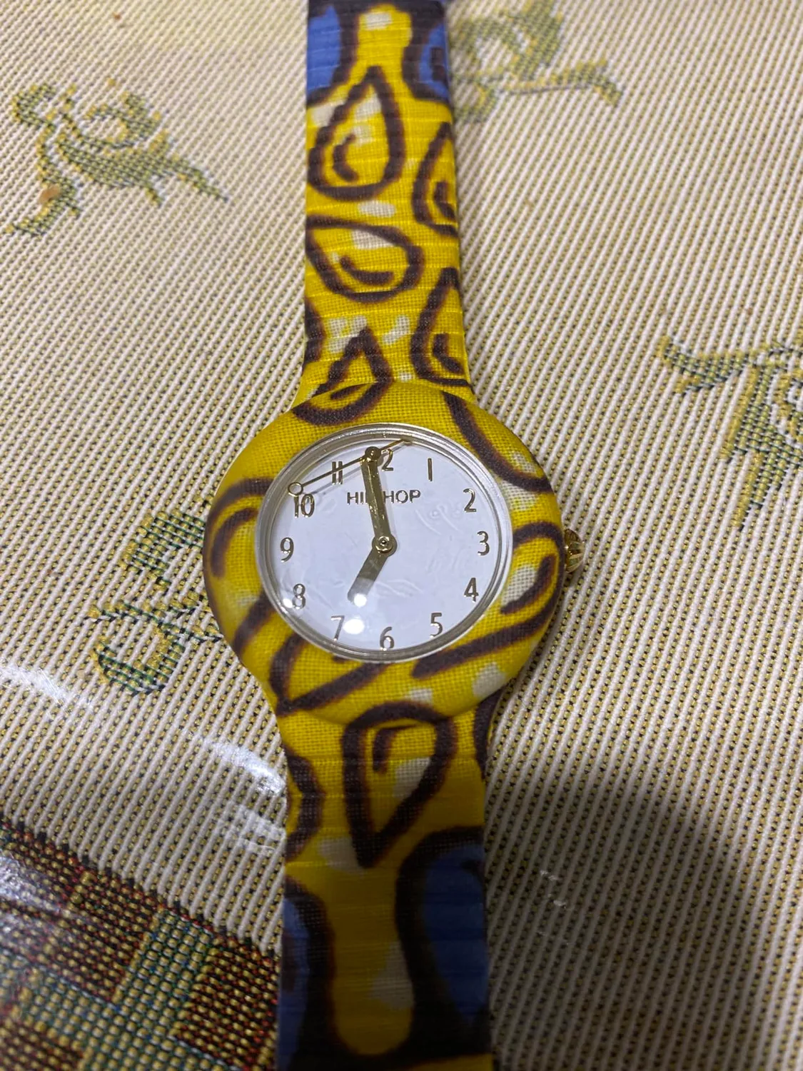 Hip Hop Wax Block orologio donna tessuto giallo lilla