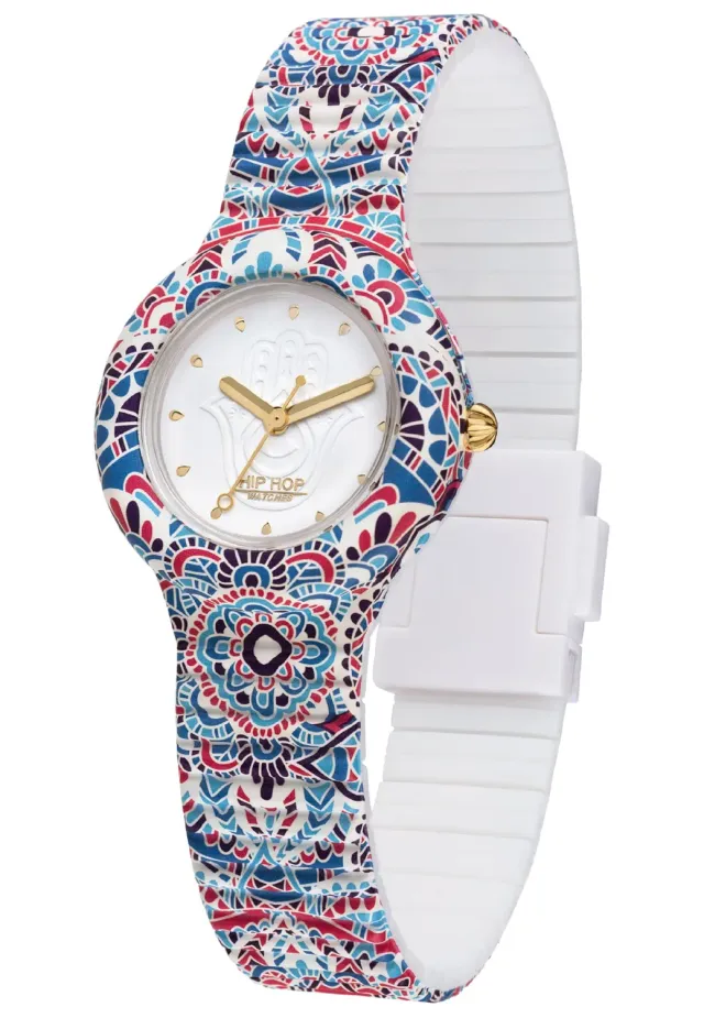 Hip Hop Mandala HWU1040 orologio donna blu-rosso silicone