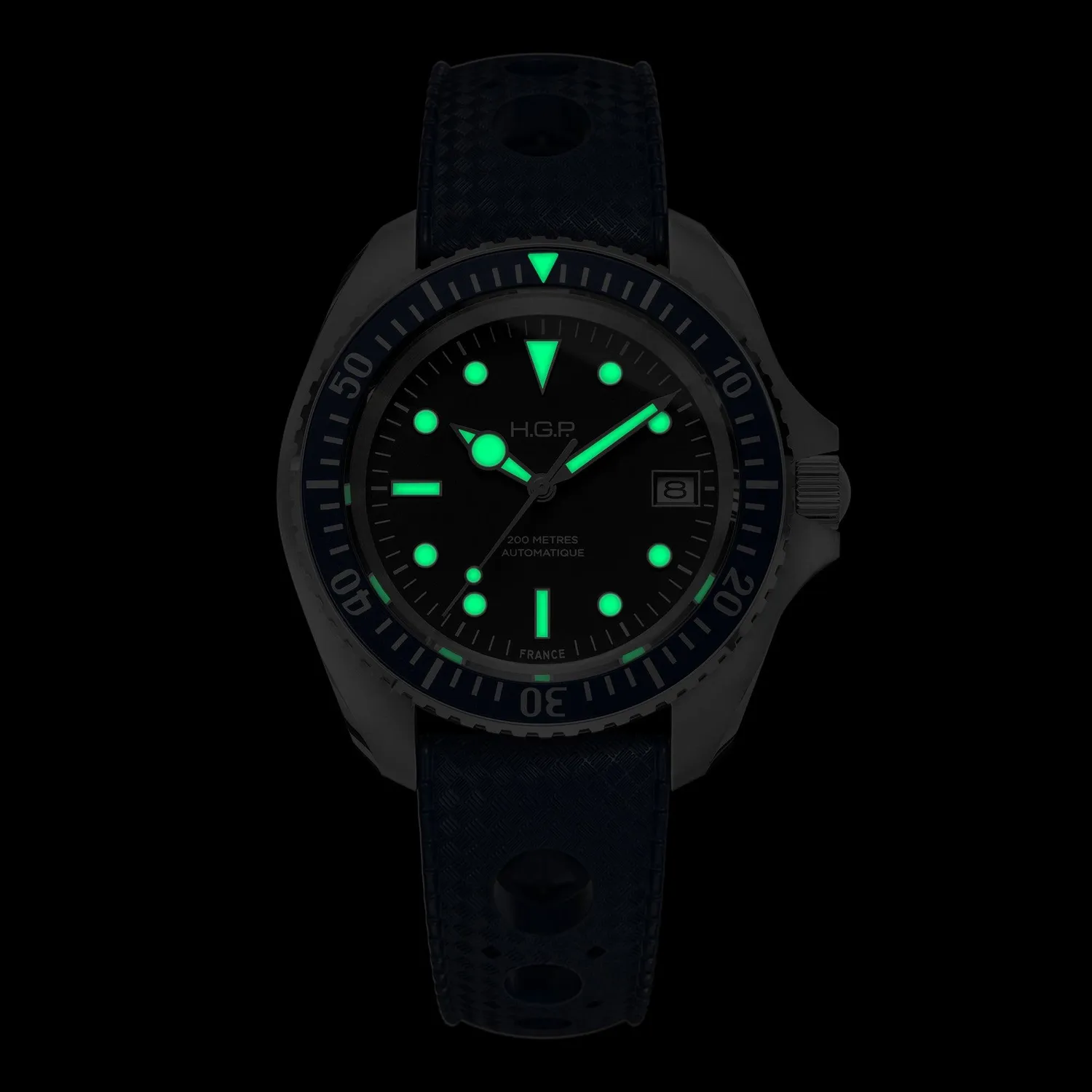 H.G.P. Diver 200M Automatic blu orologio subacqueo gomma blu