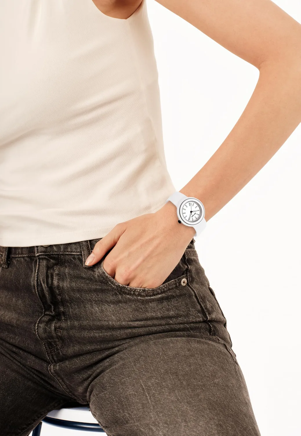 Hip Hop Hero.Dot Bezel orologio donna bianco 34 mm silicone