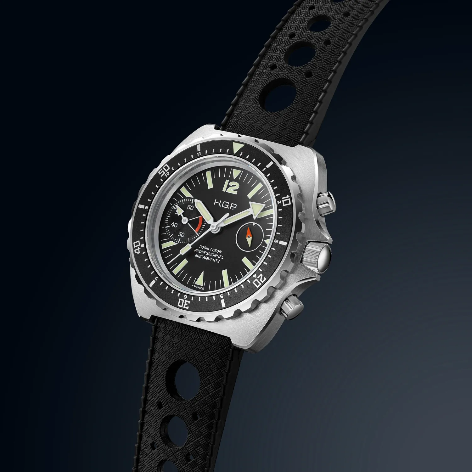 H.G.P. Diver 200M Black Big-Eye orologio cronografo nero