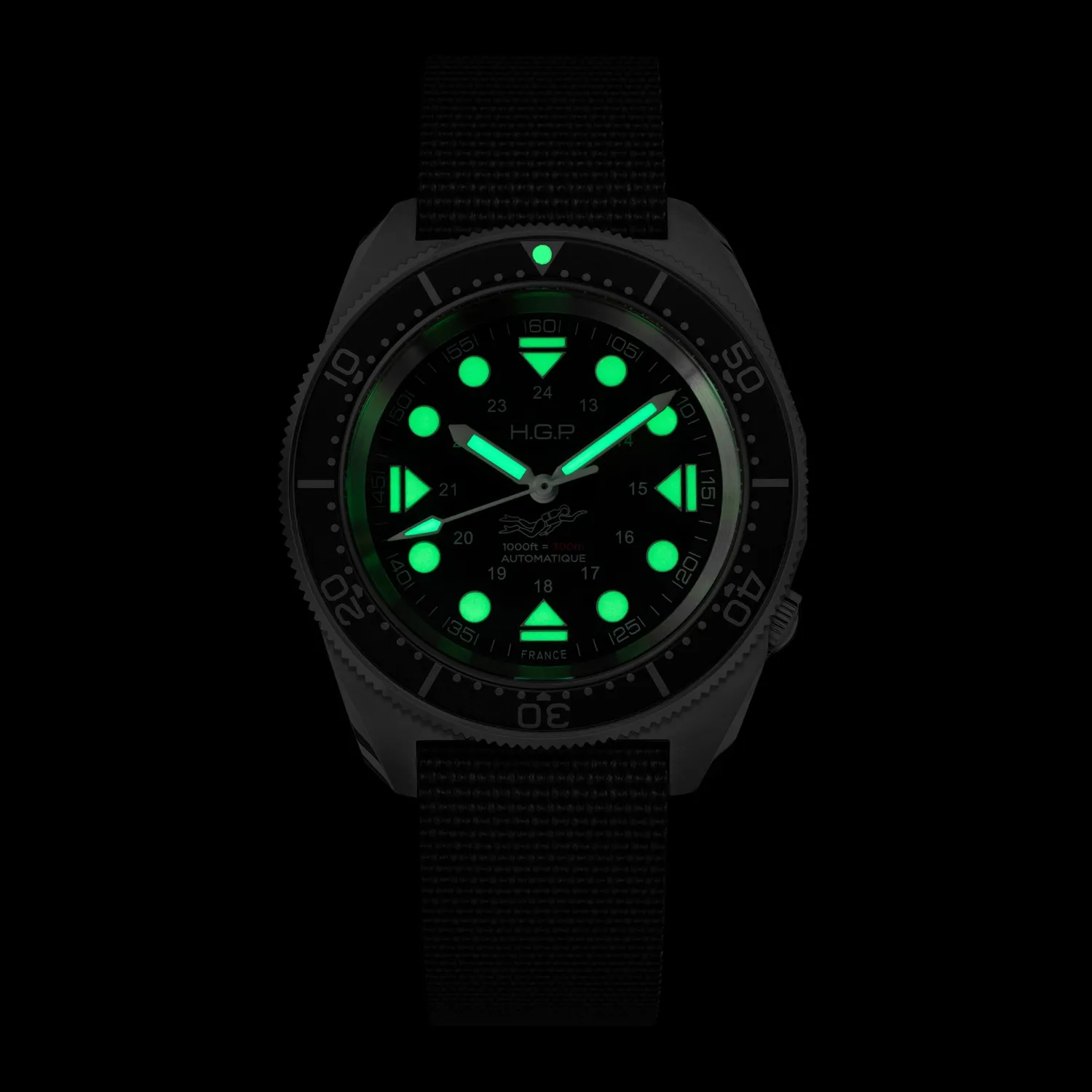H.G.P. Diver 300M Automatic Commando orologio diver nero gomma