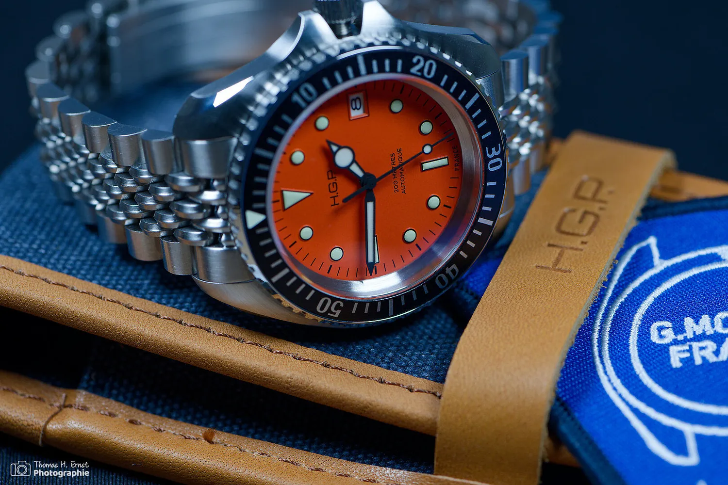 H.G.P. Diver 200M Automatic blu orologio subacqueo gomma blu