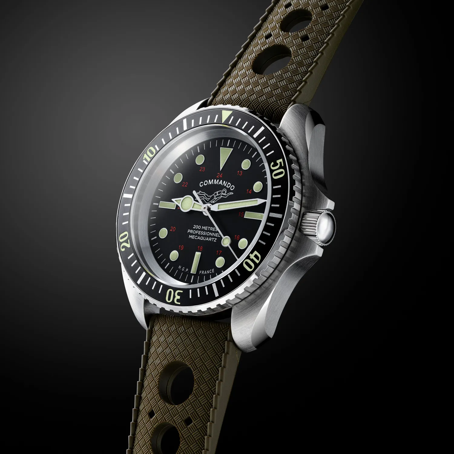 H.G.P. Diver 200M Commando orologio diver gomma verde